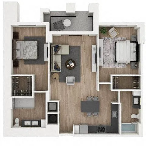 Floor plan 2 Bed/2 Bath-2B2.1