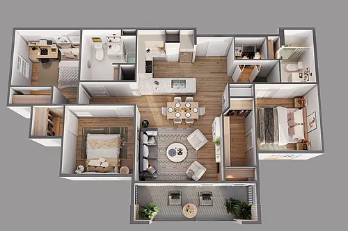 Floor plan 3 Bed 1276sf