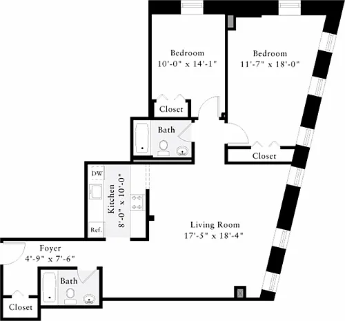Floor plan The Lofts 2 Bedrooms GG