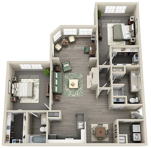 Floor plan Cozumel 2 Bedroom 2 Bath