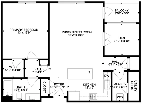 Floor plan One Bedroom (B Unit)