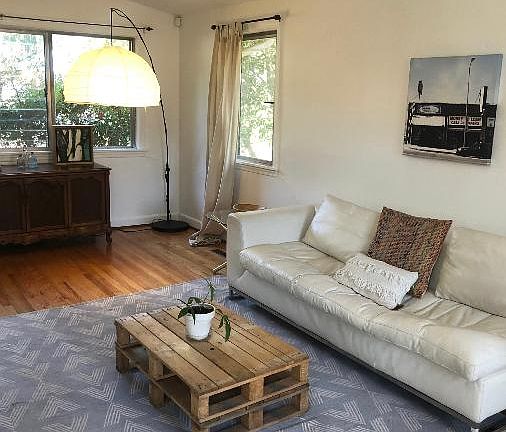 Another angle of the living room / dining room area