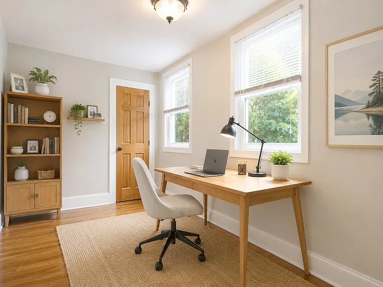 Virtually Staged. This bonus room boasts beautiful light and is perfect for an office.