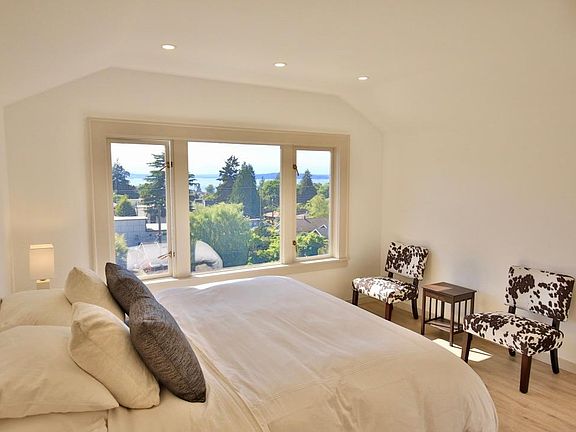 Master Bedroom with view of Puget Sound, Bainbridge Island and Olympics