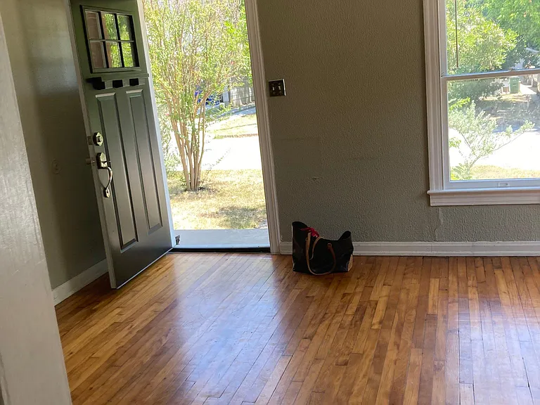 view from living room to front door