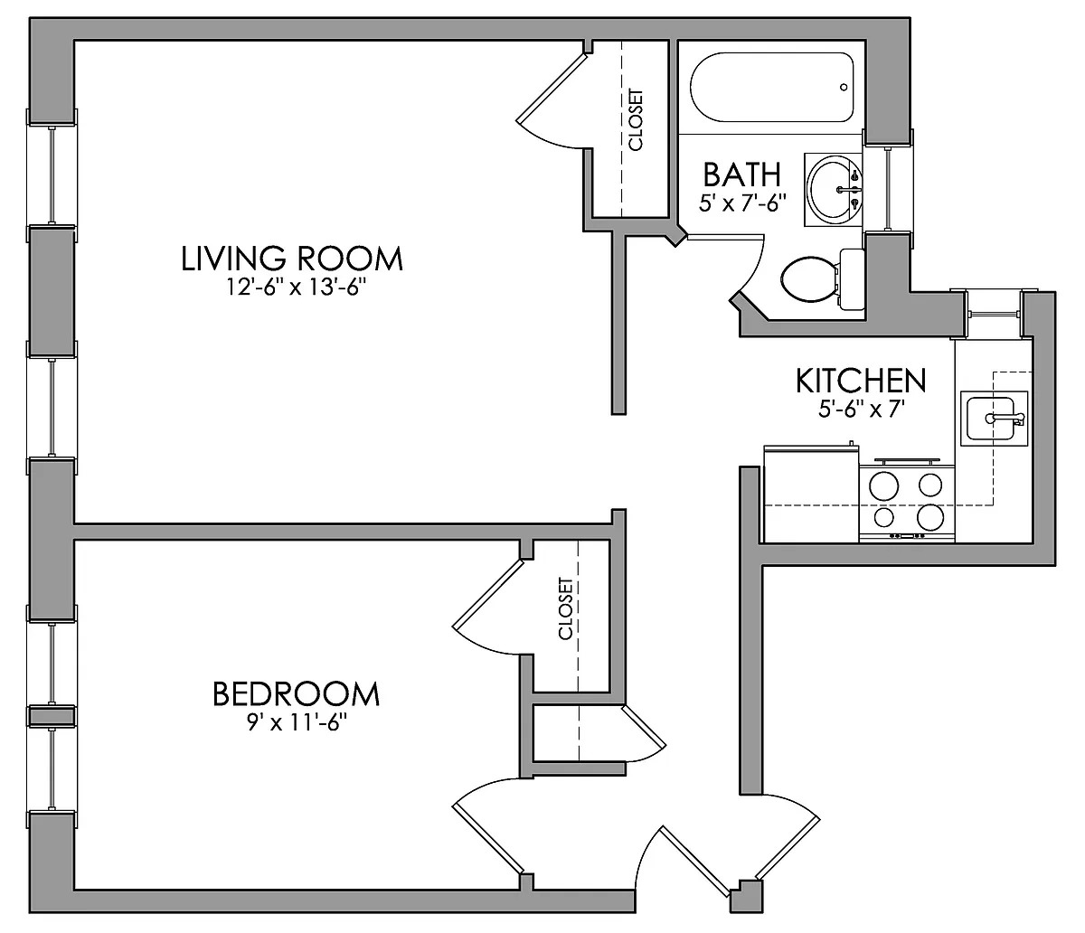 Floor plan Edgerly One Bedroom B