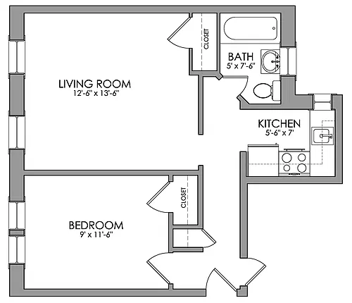 Floor plan Edgerly One Bedroom B