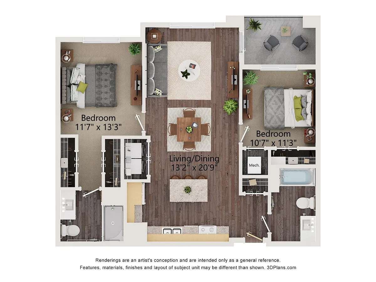 Floor plan Two Bedroom - 2B