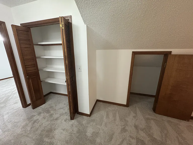 Linen and storage closet in upstairs hallway