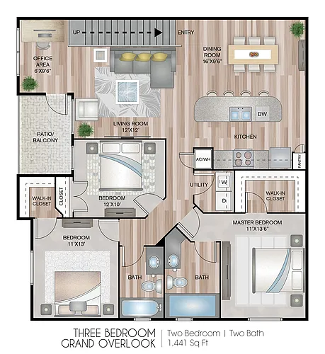Floor plan Three Bedroom Grand Overlook