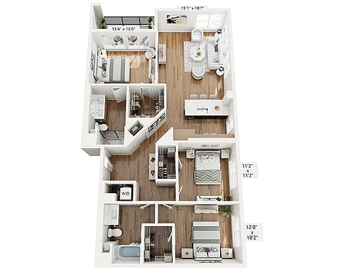 Floor plan Three bedroom (C2)