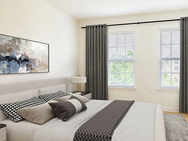 Bedroom with hard surface flooring