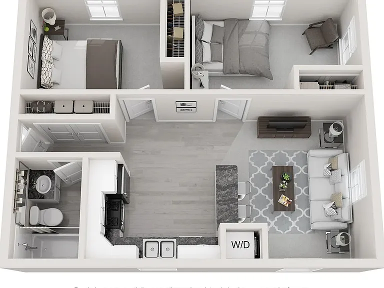 A photo of our 2x1 floor plan, The Valley.