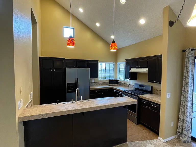 Kitchen with Open Concept Living to the Living Room