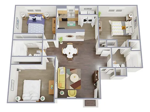Floor plan 3 Bed, 2 Bath