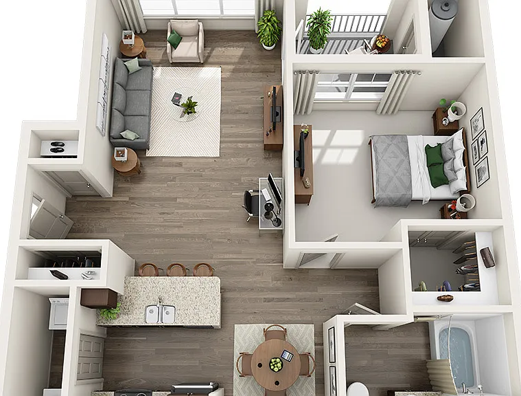 The Reserve at the Boulevard - B1 - 1 Beds - 1 Baths - 892 Sq. ft.