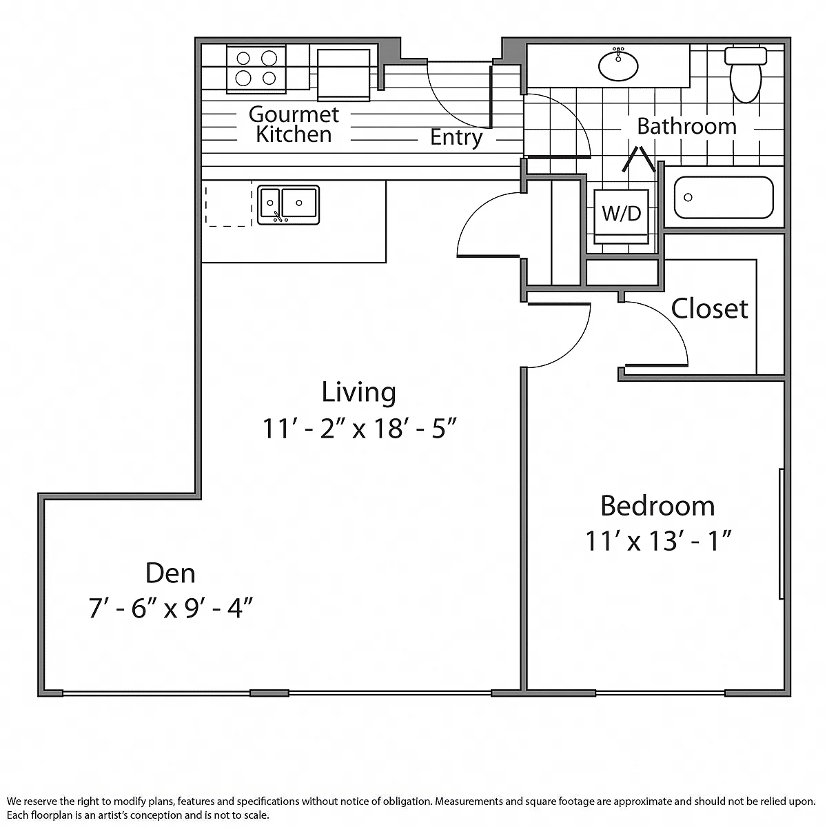 Floor plan One Bed One Bath D and E
