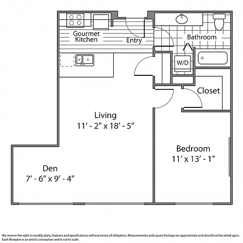 Floor plan One Bed One Bath D and E