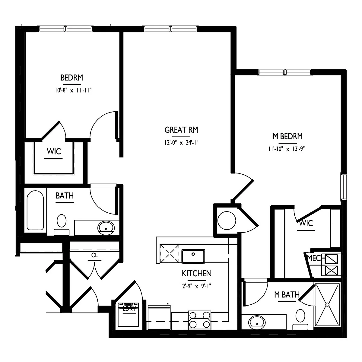 Floor plan 2 Bed/2 Bath-B-1a Phase I