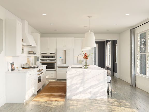 Waterfall edge island in kitchen