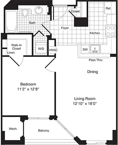 Floor plan 1 Bedroom F