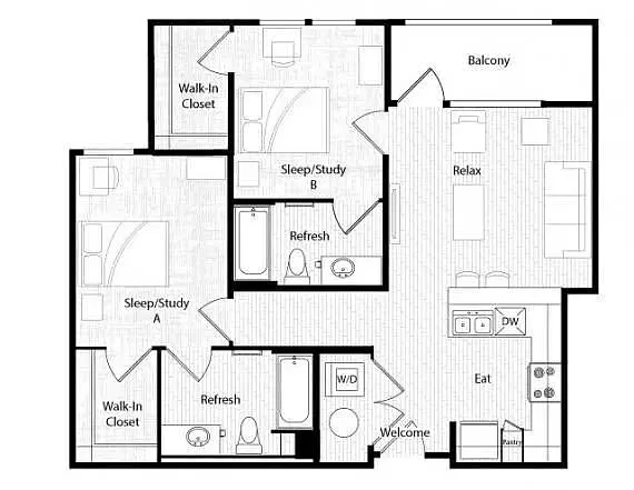 Floor plan B2 Pricing Per Bed