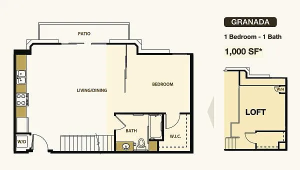 Floor plan One Bedroom Loft