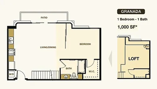 Floor plan One Bedroom Loft