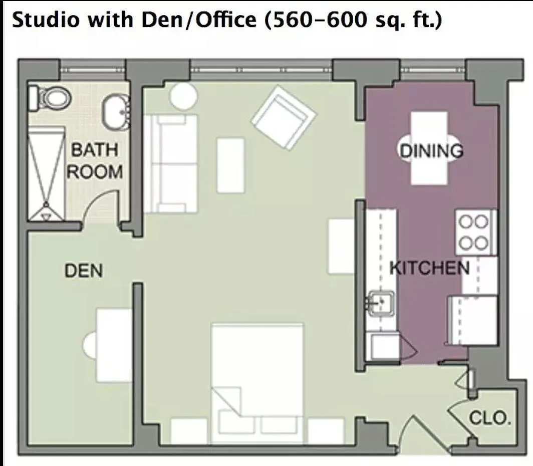 Floor plan Junior 1 Bedroom
