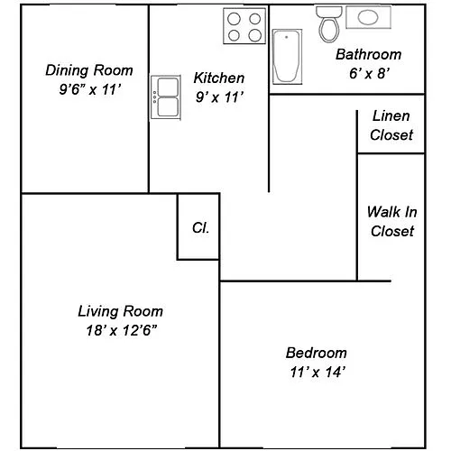 Floor plan 1 Bedroom