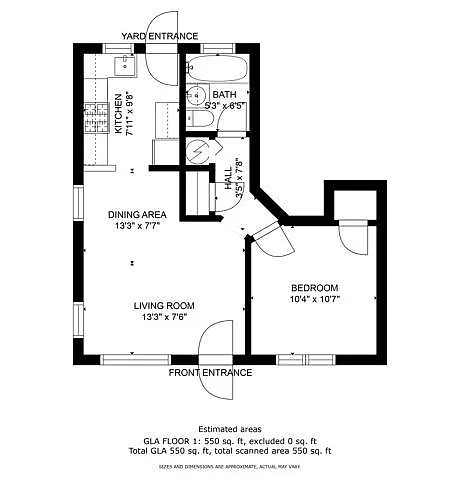 Floor plan 1 Bed/1 Bath