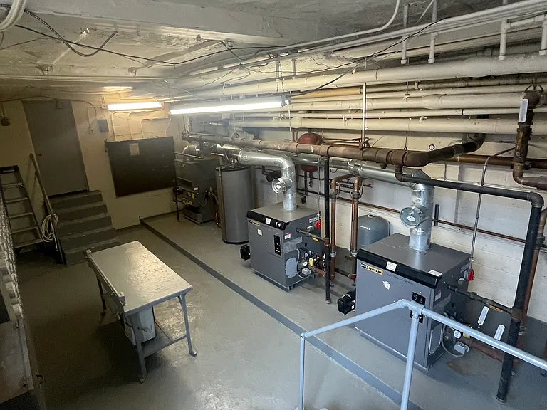 The building is kept meticulously clean as you can see from the boiler room