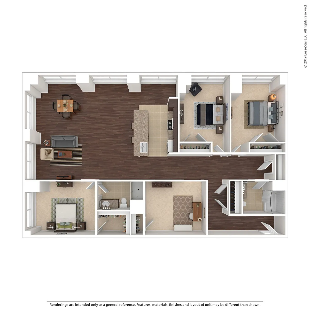 Floor plan Three Bedroom Two Bath w/Den