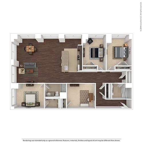 Floor plan Three Bedroom Two Bath w/Den