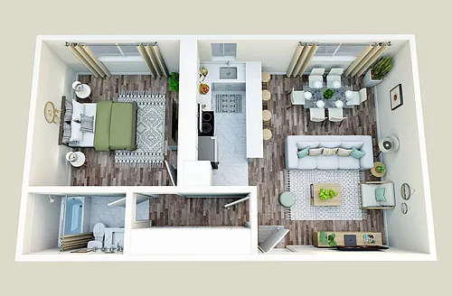 Floor plan One Bedroom, One Bath