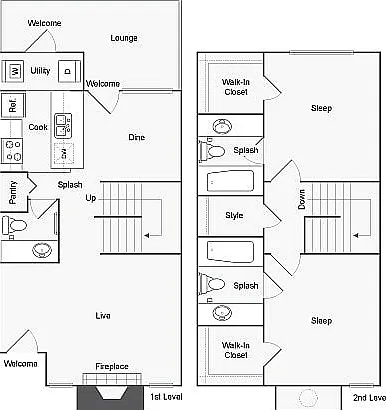 2 BR x 2.5 BA with W/D - C Floorplan 2 BR x 2.5 BA with W/D - C Floorplan