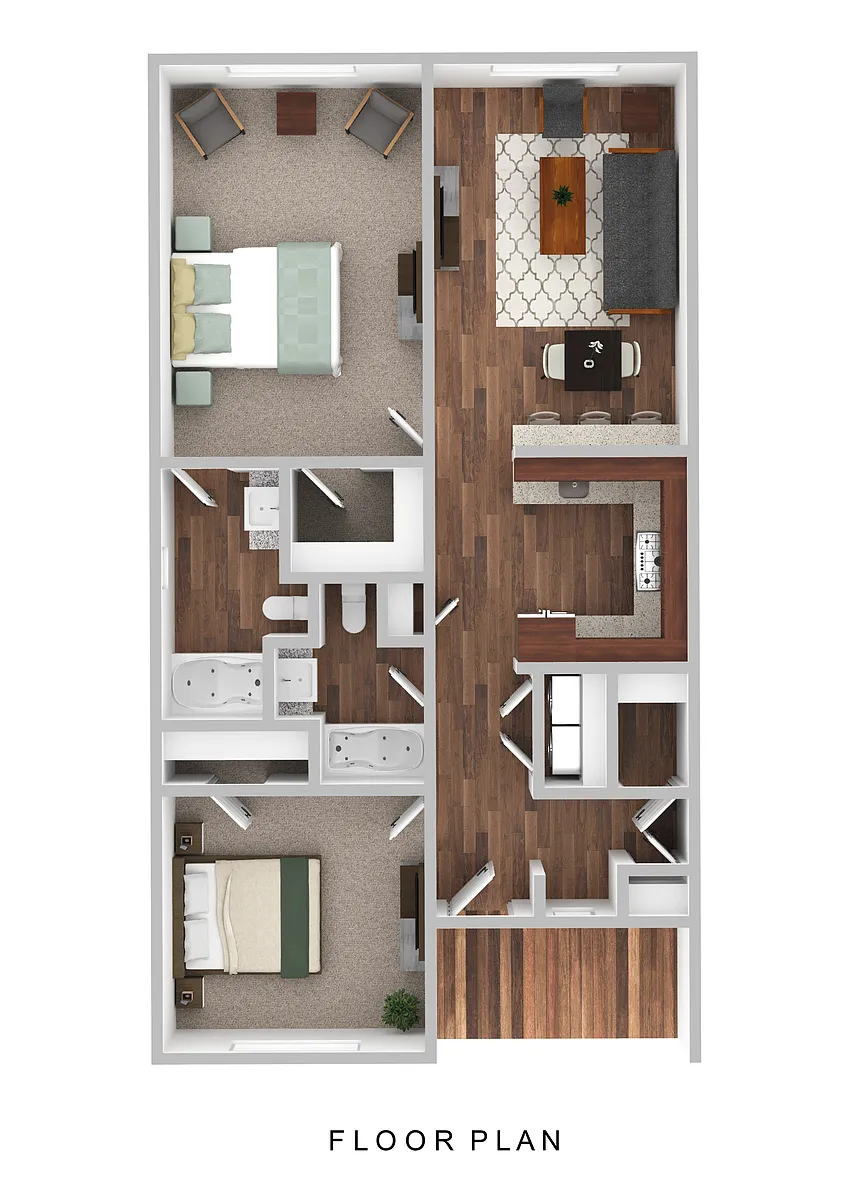 Floor plan 2 Bedroom Extended Master