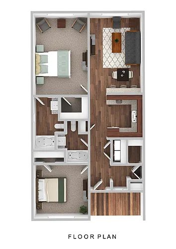 Floor plan 2 Bedroom Extended Master