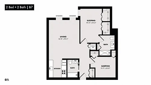 Floor plan 2 Bed/2 Bath-B7