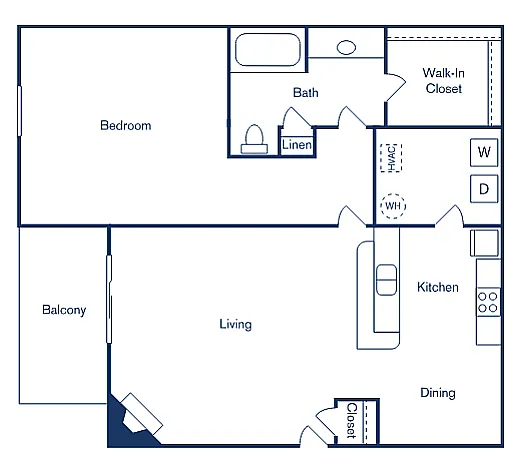 Floor plan 1 Bedroom, 1 Bath - Renovated
