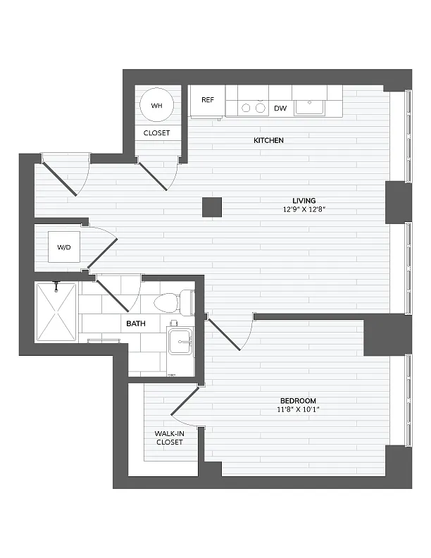 Floor plan 1 Bed 1 Bath-C1