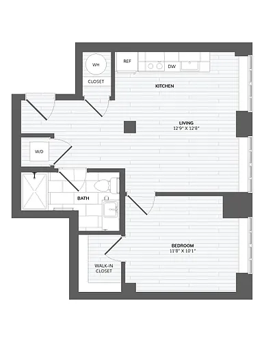 Floor plan 1 Bed 1 Bath-C1