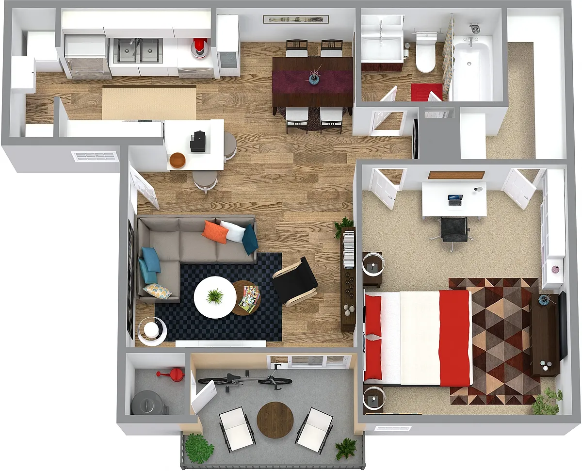 Floor plan One Bed One Bath A