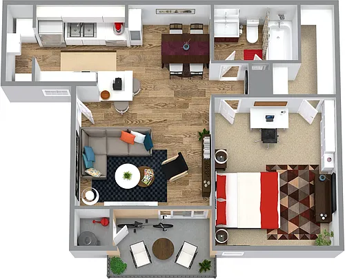 Floor plan One Bed One Bath A