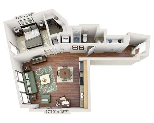 Floor plan One Bedroom A1K