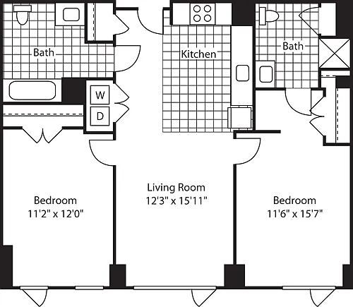 Floor plan 2 Bed (North)- 1100