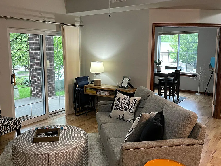 Living room with large walk-out porch