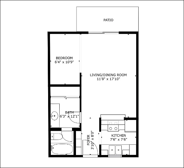 Floor plan Junior 1 Bedroom