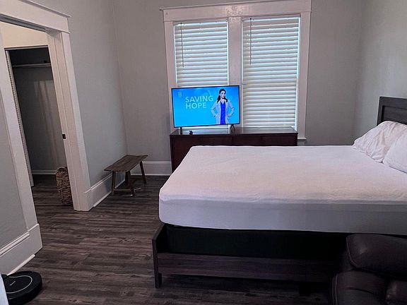 TV is included. Stream your own content on this smart TV and included high-speed internet. All utilities paid with this rental.