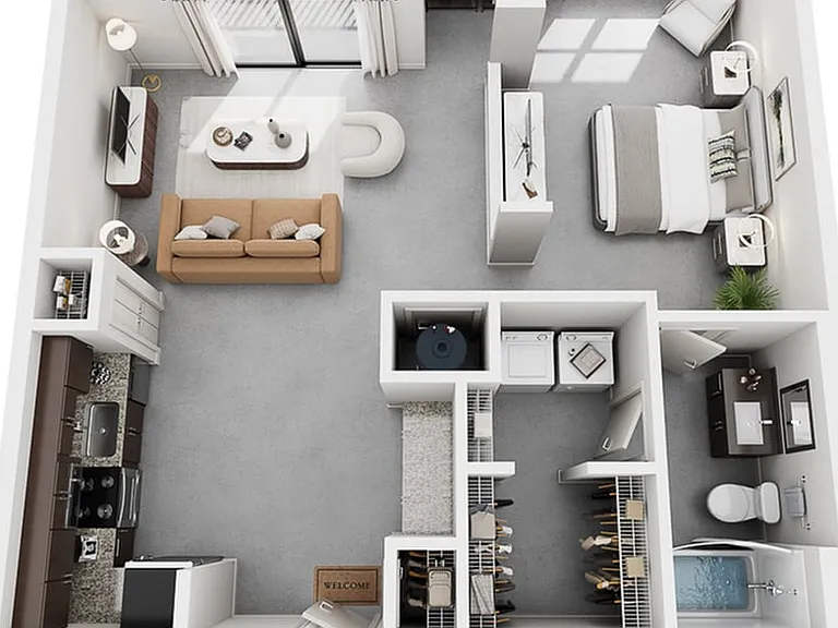 The Fulton Floor Plan | 1 Bedroom Apartment in Atlanta | 954 sq ft | Cottonwood Westside | Apartment Homes The Fulton Floor Plan | 1 Bedroom Apartment in Atlanta | 954 sq ft | Cottonwood Westside | Apartment Homes